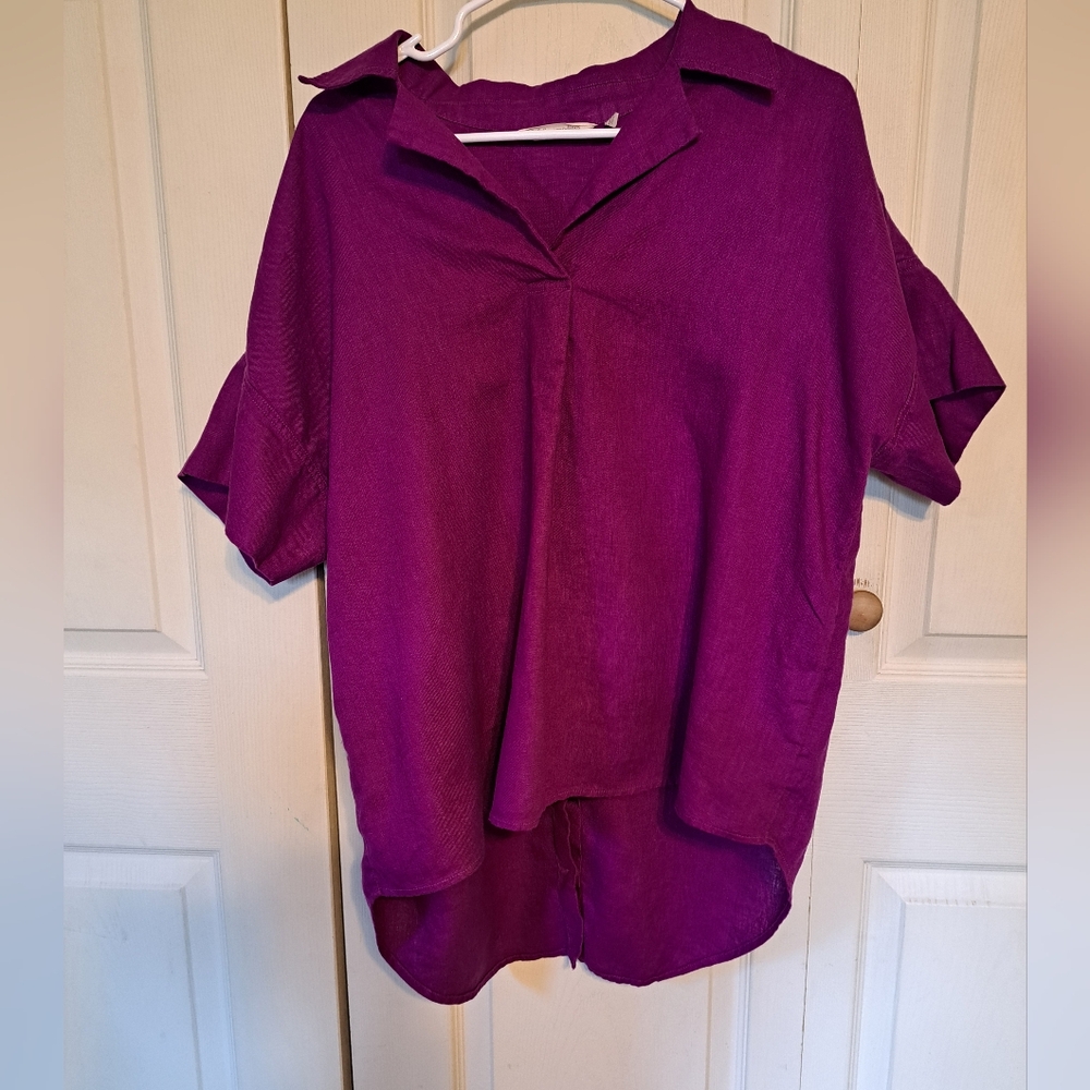 Soft surroundings 100% linen hi lo top, Lg.